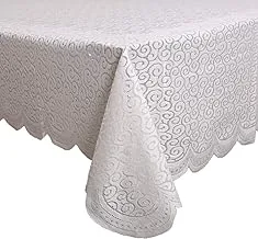 Kuber Industries Zig Zag Design Cotton 6 Seater Dining Table Cover - White (Ctktc01257)