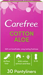 Carefree panty liners, cotton, aloe, pack of 30