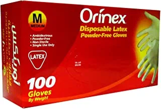 Orinex Latex Powdered Gloves Medium , White, Clear