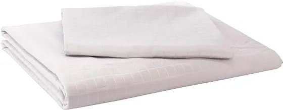 طقم ملاءة سرير مفرد من Hotel Linen Klub من قطعتين - 250TC 100٪ Cotton Dobby Box Sateen ، الحجم: 160 × 220 سم ، فضي