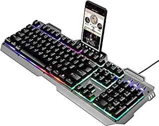 لوحة مفاتيح سلكية من داتازون USB مع إضاءة خلفية LED متعددة الألوان RGB - إحساس ميكانيكي - أسود AK800