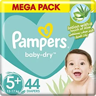 Pampers Baby-Dry, Size 5+, Junior+, 12-17 kg, Mega Pack, 44 Diapers