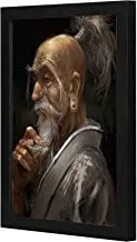 لووا لوحة فنية جدارية على شكل رجل صيني قديم بإطار خشبي لون أسود 23x33 سم من LOWHA
