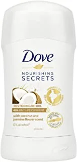 DOVE Nourishing Secrets Antiperspirant Deodorant Stick, with ¼ moisturising cream, Coconut and Jasmine, 48-hour antiperspirant protection, 40g