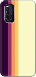 Khaalis matte finish designer shell case cover for Vivo V19-Vertical stripes Cream Purple Yellow