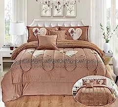 Warm And Fluffy Winter Velvet Fur Comforter Set, King Size (220 X 240 Cm) 6 Pcs Soft Bedding Set, Floral And Solid Color Design, Mix1, Multi Color-20