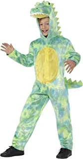 Smiffys Unisex-Child Deluxe Dinosaur Costume, Green with Hooded Jumpsuit & Tail Deluxe Dinosaur Costume, Green with Hooded Jumpsuit & Tail (pack of 1)