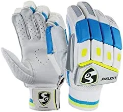 SG litevate left hand batting gloves, Adult (white/blue/orange)