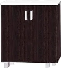 Kitchen Cabinet With Metal Legs & Marbel Top Shelf, Brown - KC 001
