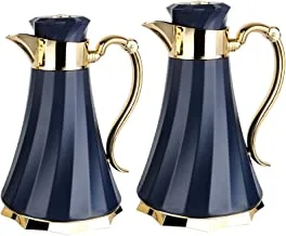 Al Saif 2 Pieces Coffee And Tea Vacuum Flask Set Size: 0.7/1.0 Liter, Color: Dark Blue, K195663/2Dblg