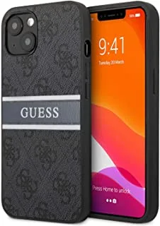 جراب Guess 4G Pu من الجلد مع شريط مطبوع لهاتف Iphone 13 Mini (5.4 بوصة) - رمادي