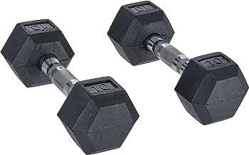 Prosportsae Rubber Hex Dumbbells – Solid Cast Iron Core Rubber Coated Head Hex Rubber Dumbbells for Domestic and Commercial Use – Fitness Equipment – 5 to 30 Lbs – Sold in Pair (2 Pcs)