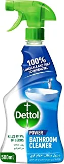 Dettol Power Bathroom Cleaner for 100 percentage Removal of Soapscum (Kills 99.9 percentage Germs), Trigger Spray Bottle, 500ml