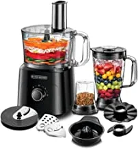 Black & Decker |750W Food Processor |2L XL Family Size| with 34 functions for Slicing, Chopping and a Grinder mill & Kneading blade for dough | Black | FX775-B5 | 2 year warranty