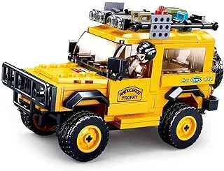 Sluban Model Bricks Series - Yellow Jeep Building Blocks with Mini Figures - For Children 12 Years and Over - 288 PCS