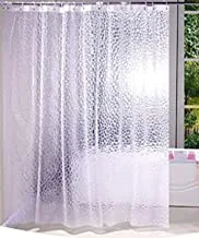Kuber industries waterproof shower curtains|grommet top ac curtain|indoor drapes for bathroom, bedroom|curtain liner with eyelet rings 7 feet (transparent)