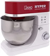 JANO 7L 1200W Electric Stand Mixer Hyper 6 Speeds Control with Pulse, S/S Bowl, 3 Types Of Tools Beater, Balloon Whisk, Dough Hook, Removable S/S bowl, White, Red JN1210 2 Years warranty