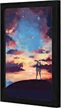 LOWHA sky couple love night Wall art wooden frame Black color 23x33cm By LOWHA