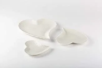 3 PCs Ceramic Hearten shape serving plate set-White