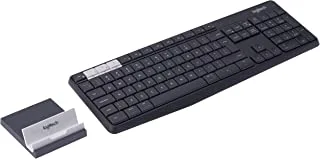 Logitech K375S Multi-Device Wireless Keyboard And Stand For Windows/Apple/Android/Chrome, Wireless 2.4Ghz And Bluetooth, Full-Size, Pc/Mac/Smartphone/Tablet, International US Layout - Black/White
