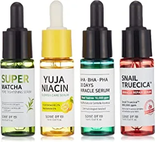 SOME BY MI Total Care Serum Trial Kit (Miracle Serum 14ml, Snail Serum 14ml, Matcha Serum 14ml, Yuja Serum 14ml)