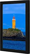 LOWHA orange Lighthouse Near Body of Water Wall art wooden frame Black color 23x33cm By LOWHA