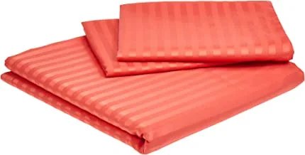 IBED ملاءة سرير حجم كينج مخططة من القطن الناعم باللون الأحمر القرمزي من IBED - طقم من 3 قطع