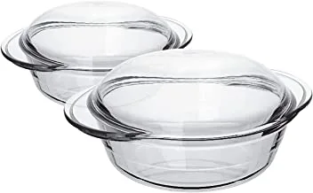 Marinex Celebrity Collection 4 Piece Glass Oval Tureen Dish Set With Lid, 2 Sizes, Clear (MAB093)