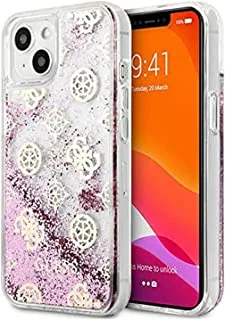 Cg Mobile Guess Liquid Glitter Case Electroplated Peony Logo For Iphone 13 (6.1 Inches) - Pink, Mutli Color