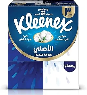 Kleenex Original Facial Tissue, 2 PLY, 3 Tissue Boxes x 146 Sheets, Soft Tissue Paper with Cotton Care for Face & Hands