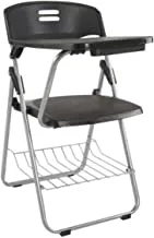 Mahmayi Kelvin S234A Folding Student Chair - Plastic Folding Chair With Writing Tablet - Foldable Chair With Polypropylene Tablet (Black) (Student Chair)