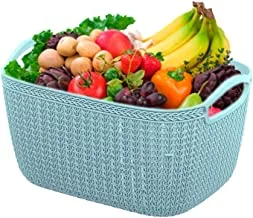 Kuber Industries Q-5 Unbreakable Plastic Multipurpose Medium Size Flexible Storage Baskets/Fruit Vegetable Bathroom Stationary Home Basket With Handles (Light Blue)