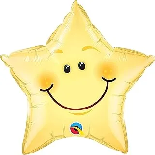 Qualatex Smiley Face Star Shape Foil Balloon, 20-Inch Size
