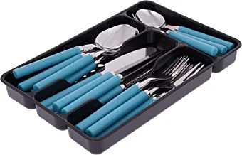 مجموعة أدوات المائدة ، 25 قطعة (سكاكين ، ملاعق ، شوك ، ملاعق صغيرة ، صندوق أدوات المائدة - أزرق فاتح (CS-25-105)