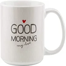 Shallow 350mlPorcelain Tea Coffee Mug, Refreshing Quotes & Designs, White