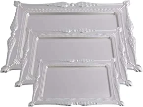 Rectangle Shape Tray (Size:L,M,S) Color: Iron Matt Silver Plated Tray Without Handle