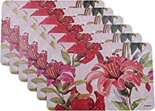 Kuber Industries Flower Design PVC 6 Pieces Refrigerator Drawer Mats (Pink),CTKTC13670