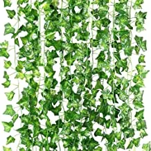 Mumoo Bear Artificial Ivy Leaf Plants Vine, 12 Strands 2 Meters Artificial Garlands Fake Foliage Flowers Hanging Vine For Home Kitchen Garden Office Wedding Party Wall Decor (Total Length 24 M)