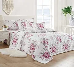 Double Sided Velvet Comforter Set For All Season, 4 Pcs Soft Bedding Set, Single Size (160 X 210 Cm), Classic Double Side Square Stitched Floral Pattern, Sjyh, Multi Color -5
