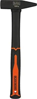 BLACK+DECKER 500g Bimaterial Fiberglass Handle Metal DIN Hammer, Orange/Black - BDHT51395,
