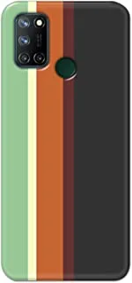 غطاء جراب مصمم بلمسة نهائية غير لامعة من Khaalis لهاتف Realme 7 Pro-Vertical Stripes Green Brown White