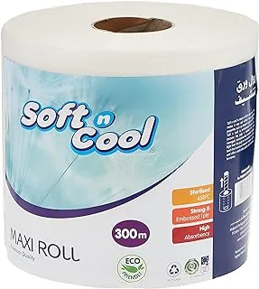 Soft N Cool Embossed Maxi Paper Roll 1Ply 300 Meter
