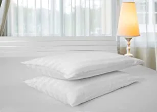 Hotel Linen Klub Standard Pillowcase 2Pc Set, 100% Cotton 250Tc Sateen 1 Inch Stripe, Size: 50X75Cm, White