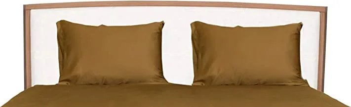 Deyarco Hotel Linen Klub Standard Pillowcase 2pc Set, 100% Cotton 250Tc Sateen Solid Dyed, Size: 50x75cm,Bronze