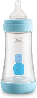 Chicco perfect 5 bottle medium flow 2month and above - 240 ml, blue