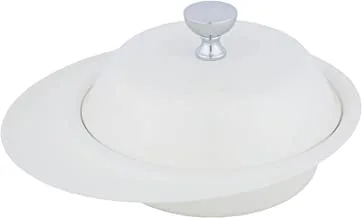 Al Saif Iron Date Bowl Size: 18x16CM, Color: Ivory White/Chrome