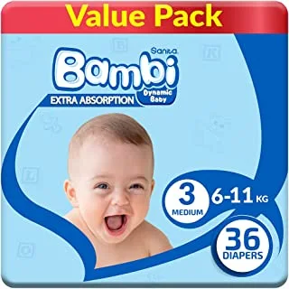 Sanita Bambi, Size 3, Medium, 5-9 Kg, Value Pack, 36 Diapers
