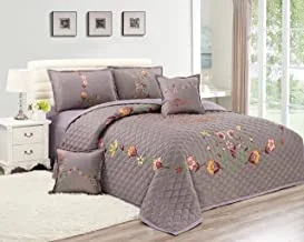 Floral Compressed 4Pcs Comforter Set, Single Size, Px-002, Gray,