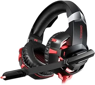 Onikuma K2-PRO Red LED Lightweight Professional Gaming Headset with Noise Canceling Mic., middle, Wired