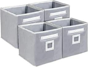 Kuber Industries Non Woven 4 Pieces Fabric Foldable Storage Cube Toy,Books,Shoes Storage Box With Handle,Extra Large (Grey)-Kubmart2125